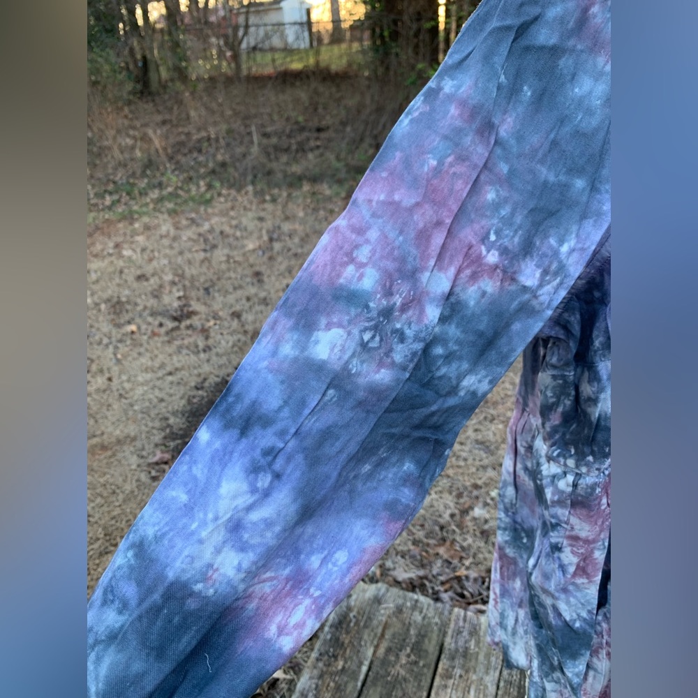 Tie Dye Ruffle Half Button-Up - Picture 5 of 16